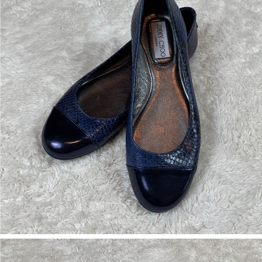 Jimmy Choo blue snakeskin Waine cap toe